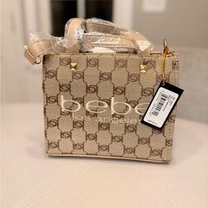 bebe Beige Monogram Mini Tote